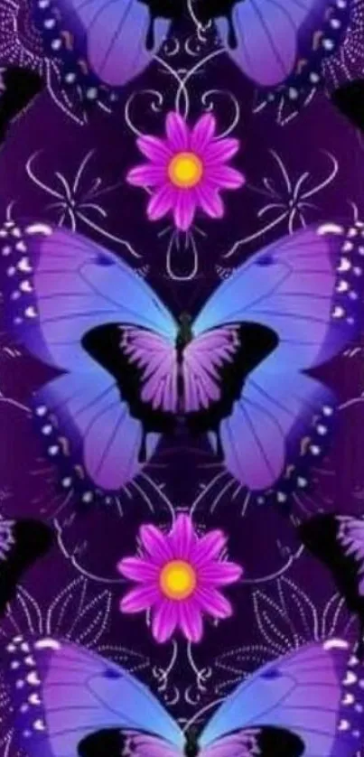 Vibrant purple butterfly wallpaper for mobile devices.