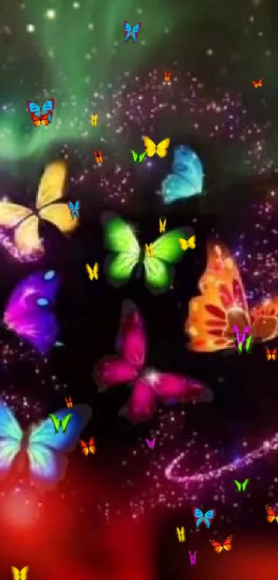 Vibrant cosmic butterfly wallpaper for mobile devices.