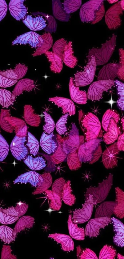 Vibrant pink and purple butterfly wallpaper.