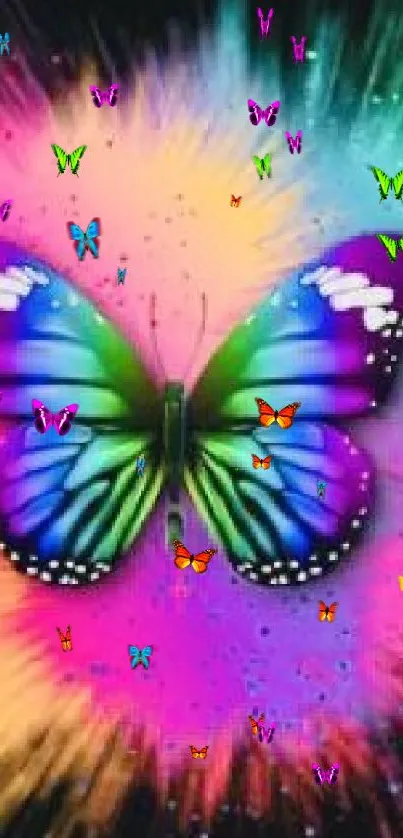 Vibrant butterfly with colorful splash.