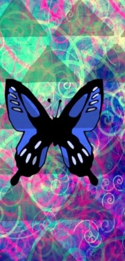 Vibrant butterfly with colorful abstract background.