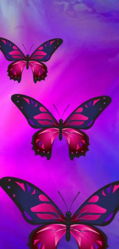 Vibrant butterfly wallpaper with pink and purple hues for mobile devices.