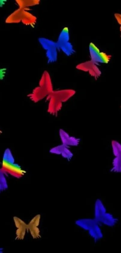 Colorful butterflies on a dark background wallpaper.