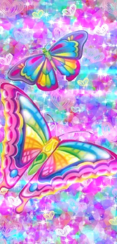 Vibrant butterfly wallpaper with colorful patterns.