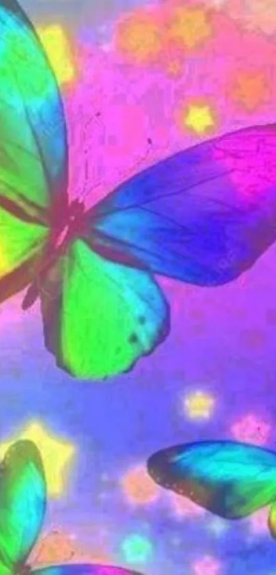 Colorful butterflies on a pastel background.