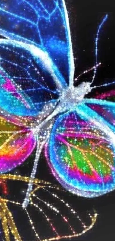 Beautiful neon butterfly wallpaper with vibrant colors.