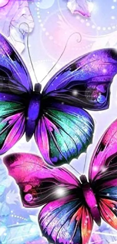 Vibrant purple and pink butterfly wallpaper.