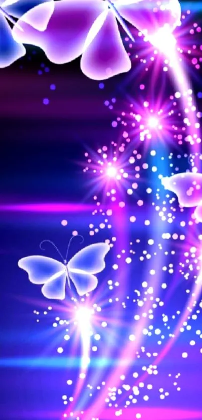 Captivating purple butterfly wallpaper with glowing effects.