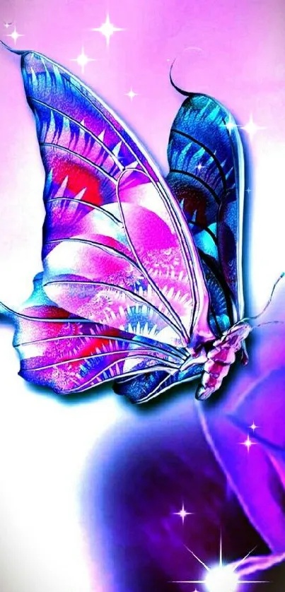 Purple and blue butterfly wallpaper with vibrant colors and elegant design.