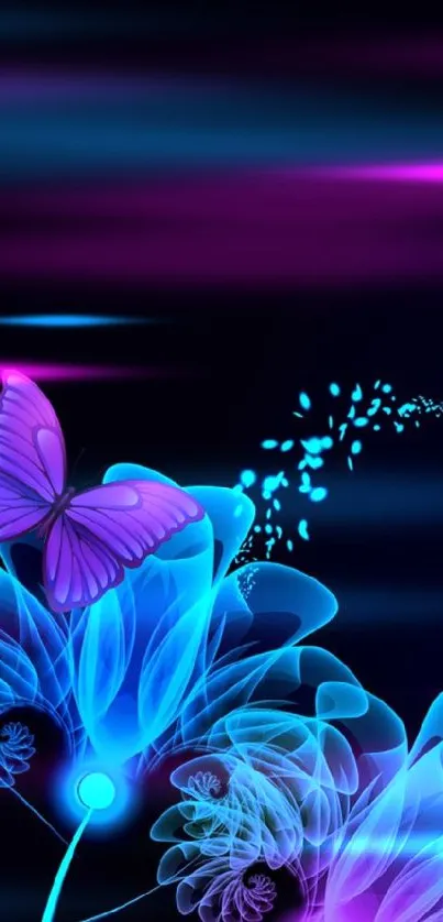 Vibrant blue and purple butterfly wallpaper for mobile.