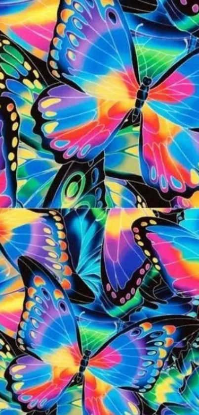 Colorful butterfly phone wallpaper with vibrant blue hues.