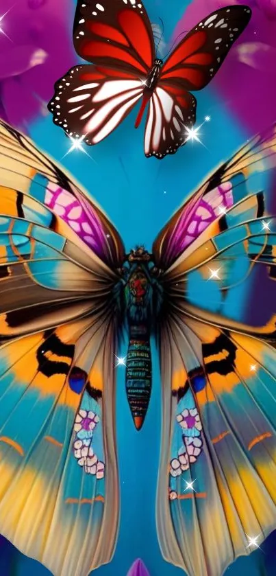 Colorful butterfly phone wallpaper with vivid, intricate wing patterns.