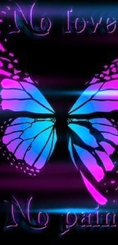 Colorful butterfly with quote on dark background mobile wallpaper.