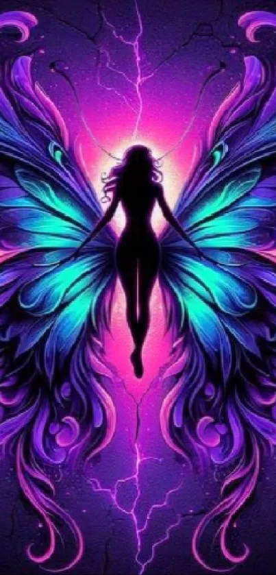 Artistic butterfly silhouette with vibrant colors.