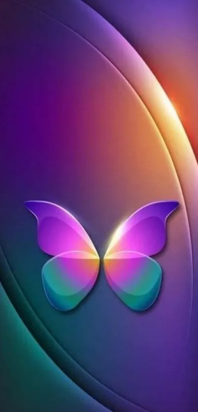 Vibrant butterfly on abstract colorful background mobile wallpaper.