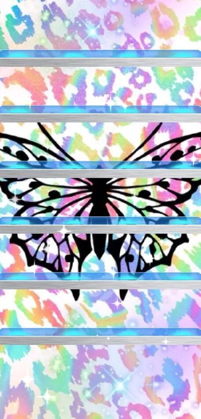 Colorful abstract butterfly wallpaper for mobile with vibrant design.