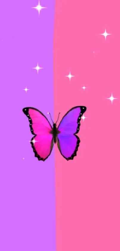 Vibrant pink and purple butterfly wallpaper for mobile.