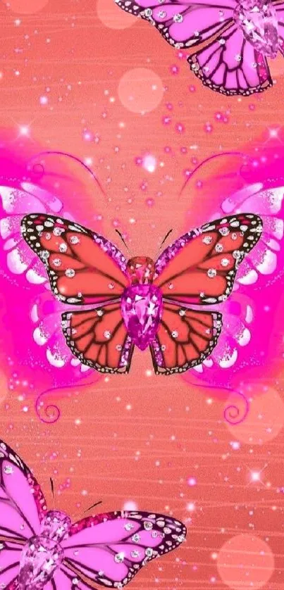 Vibrant pink butterfly mobile wallpaper.