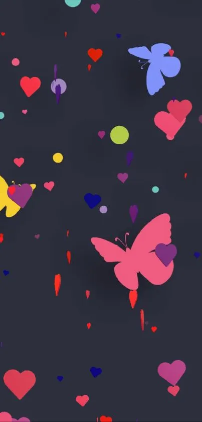 Vibrant butterflies on dark mobile wallpaper.