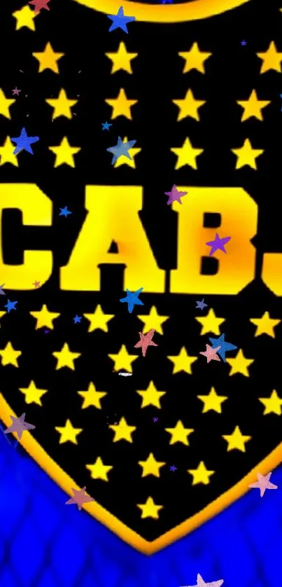 CABJ logo wallpaper with stars on a blue background.