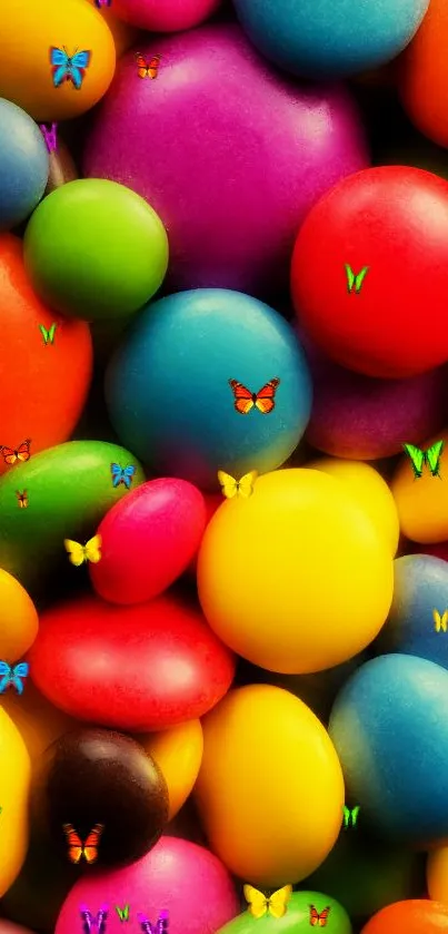 Vibrant wallpaper with colorful candies.