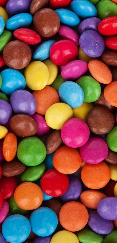 Vibrant candy-coated sweets mobile phone wallpaper.