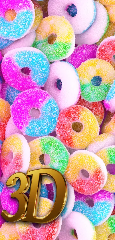 Colorful candy rings on a pink background wallpaper.