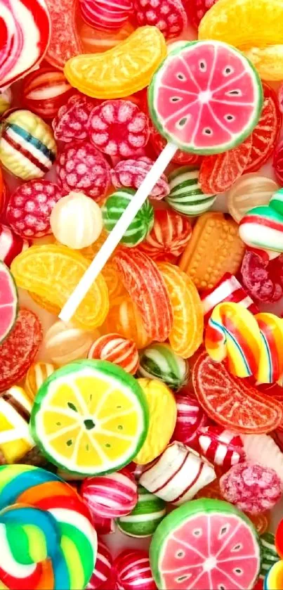 Colorful candy and lollipop wallpaper for mobile phones