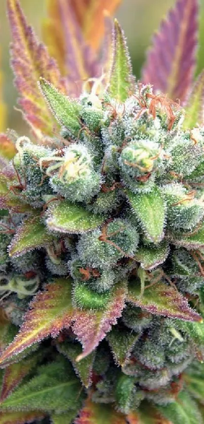 Vibrant cannabis plant with colorful leaves.