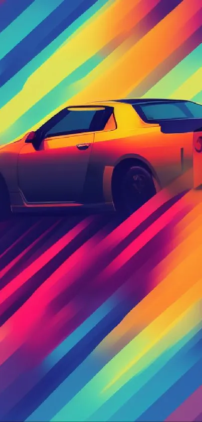 Vibrant neon car art wallpaper with dynamic colors