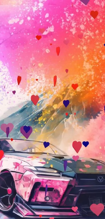 Colorful car splash art mobile wallpaper.