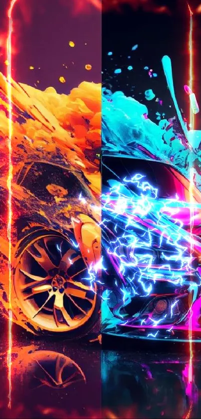 Vibrant Car Splash Art - free download