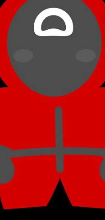 Cartoon character illustration in red on a black background, perfect for mobile wallpaper.