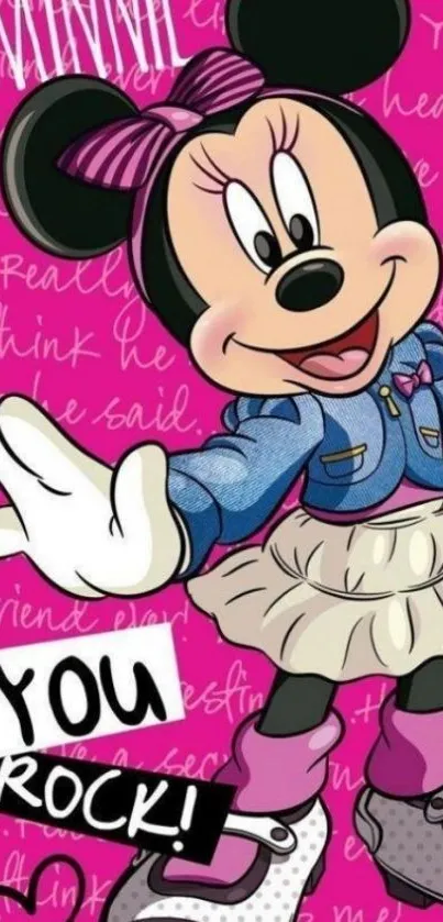 Cartoon character in pink lively design on mobile wallpaper