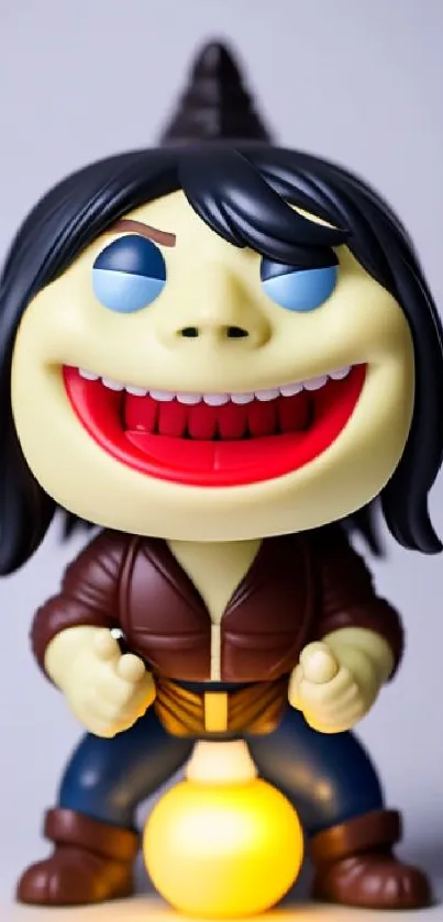 Cartoon character figurine with vibrant colors and playful design.