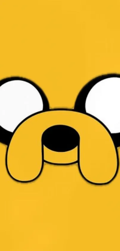 Vibrant cartoon dog face on a yellow background.