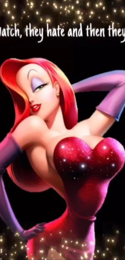 Glamorous cartoon character wallpaper with sparkling effects.
