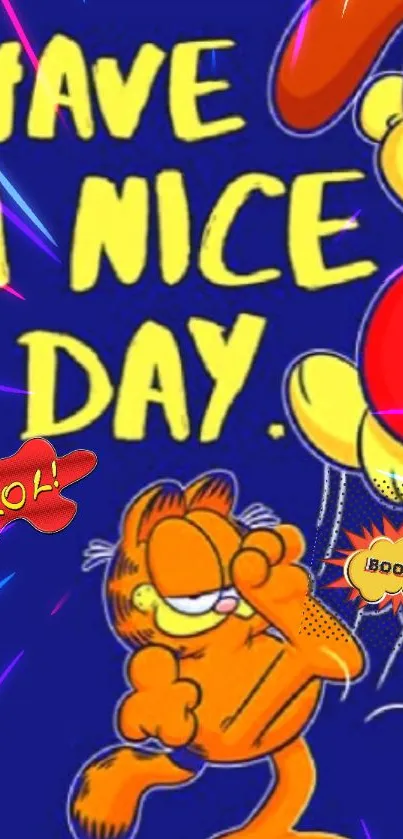 Cartoon wallpaper with cheerful 'Have a Nice Day' message in vibrant colors.