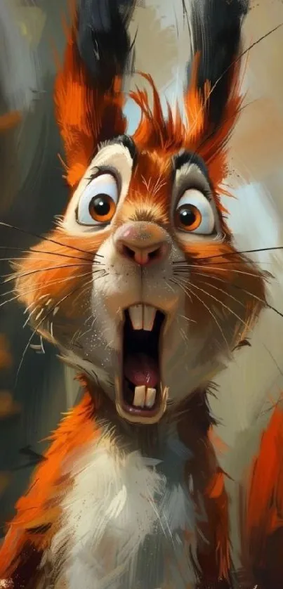 Vibrant cartoon squirrel with shocked expression