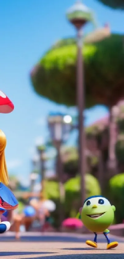 Colorful cartoon fantasy scene with vibrant characters.
