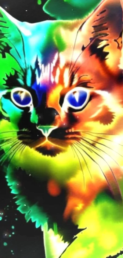 Colorful abstract cat wallpaper art