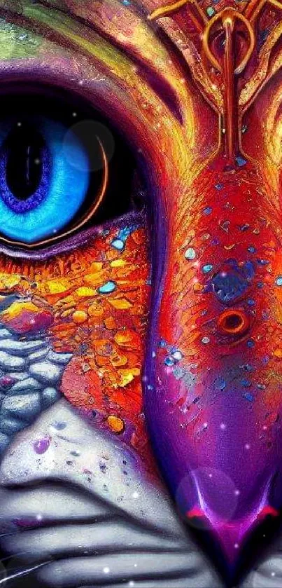 Intricate and colorful cat face art wallpaper for mobile screens.