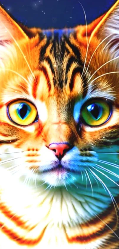 Close-up vibrant cat wallpaper with orange and black stripes.
