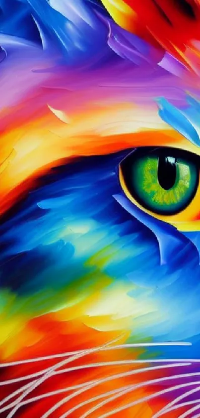 Vibrant abstract cat eye with vivid colors.