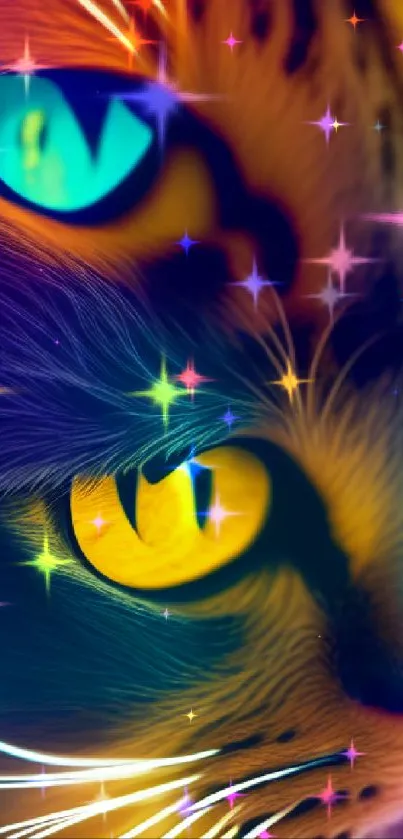 Colorful and vibrant cat eye design for phone wallpaper.