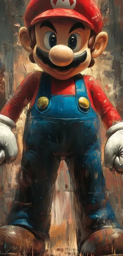 Vivid artistic wallpaper of a game character in red and blue.