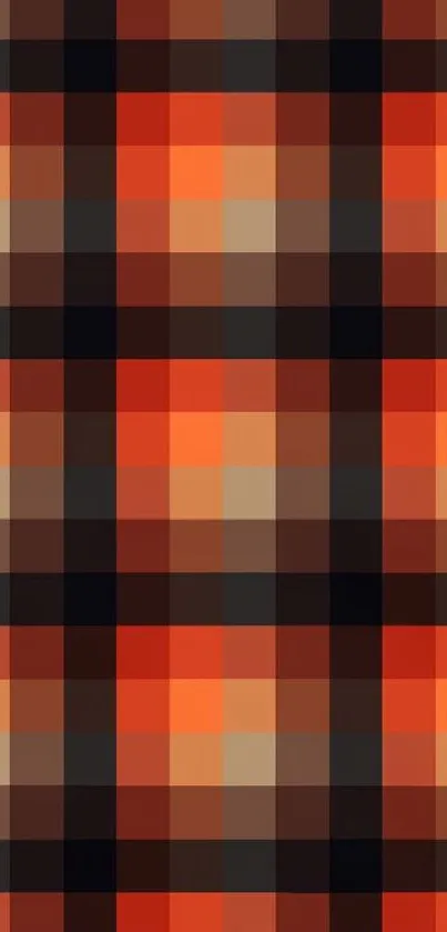 Vibrant orange and black checkered mobile phone wallpaper.