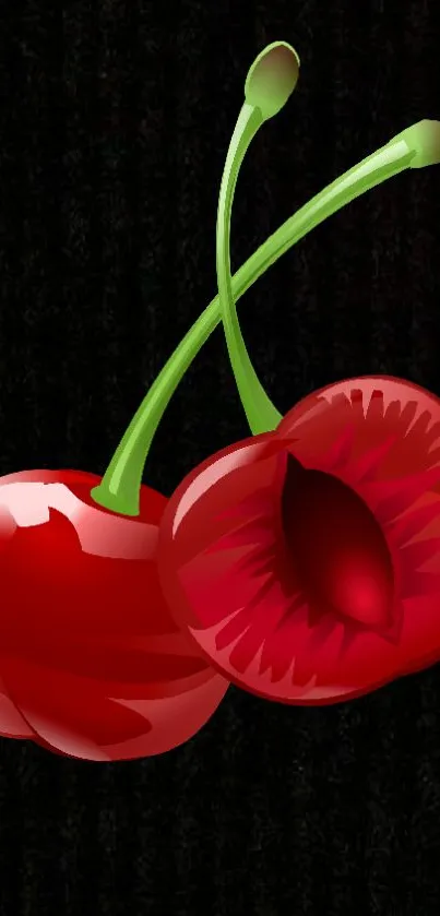 Vibrant cherries on a dark background phone wallpaper