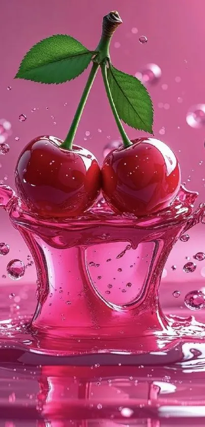 Vibrant cherry splash with pink hues