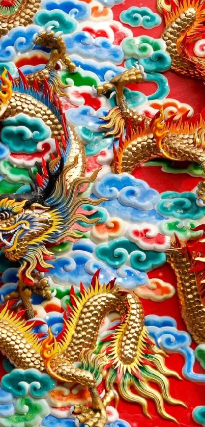 Vibrant Chinese dragon artwork with bold colors.